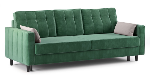 Диван-кровать прямой Арно ТД 566 велюр Лаки 20 хвойный зеленый, Vertical 910 молочно-серый