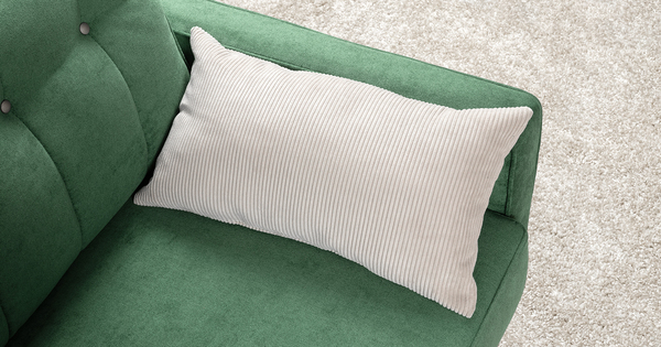 Диван-кровать угловой Арно ТД 566 велюр Лаки 20 хвойный зеленый, Vertical 910 молочно-серый, сборка на любую сторону