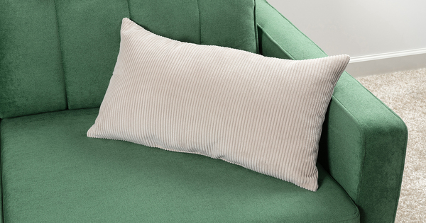 Диван-кровать угловой Арно ТД 566 велюр Лаки 20 хвойный зеленый, Vertical 910 молочно-серый, сборка на любую сторону