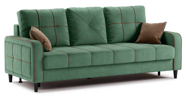 Диван-кровать прямой Черри ТД 288 велюр Irida 09 зеленый, Эвита шоколад бежево-коричневый