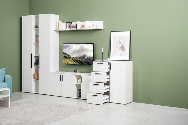 Прихожая Эйр композиция 1 белый PE шагрень, собирается на любую сторону