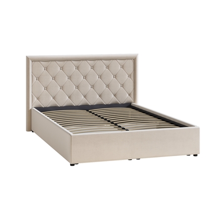 Кровать Марион 140 велюр OCEAN 002 бежевый с ортопедическим основанием и подъемным механизмом (спальное место 140 х 200)