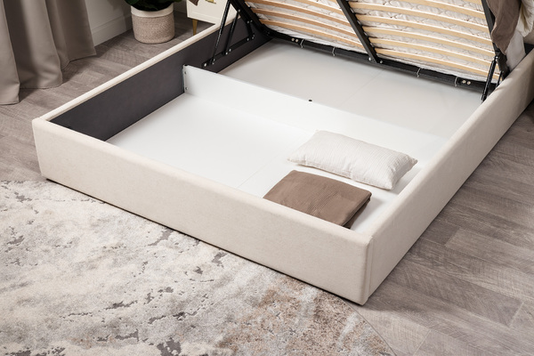 Кровать Марион 160 велюр OCEAN 002 бежевый с ортопедическим основанием и подъемным механизмом (спальное место 160 х 200)