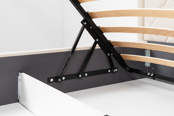 Кровать Марион 160 велюр OCEAN 002 бежевый с ортопедическим основанием и подъемным механизмом (спальное место 160 х 200)