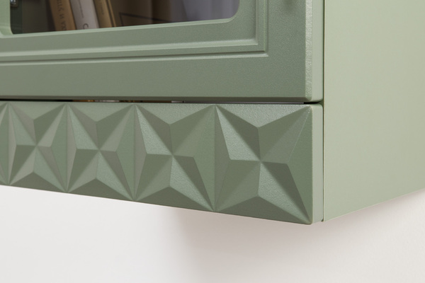 Шкаф навесной Марион 16.334 дымчатый зеленый K521, олива шагрень AG 1050 ПВХ (собирается на любую сторону)