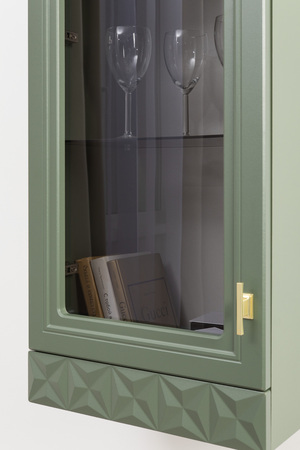 Шкаф навесной Марион 16.334 дымчатый зеленый K521, олива шагрень AG 1050 ПВХ (собирается на любую сторону)