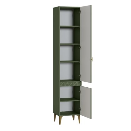 Шкаф-пенал Марион 16.333.01 дымчатый зеленый K521, олива шагрень AG 1050 ПВХ (собирается на любую сторону)
