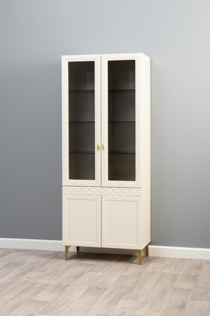 Гостиная Марион композиция 2 слоновая кость С341 PE, слоновая кость 6898 ПВХ, белый PE шагрень (собирается на любую сторону)