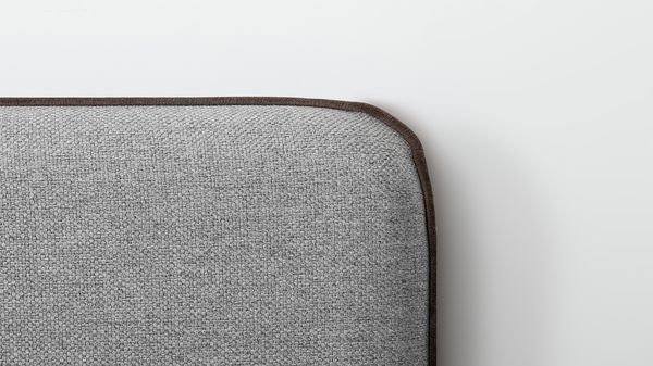 Кровать Миа 160 рогожка серый, кант желтовато-коричневый с ортопедическим основанием и подъемным механизмом