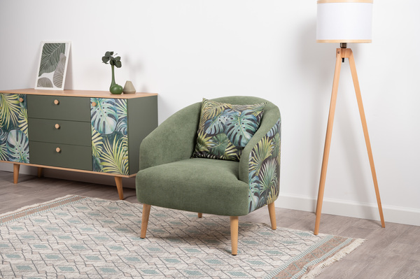 Кресло для отдыха Маттиас ТК 120 велюр монстера, moss 615, зеленый