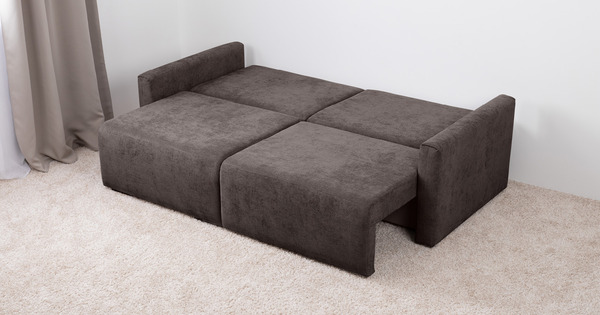 Диван-кровать прямой Оксфорд 711 композиция 3, Muza 06 темно-коричневый, модульная система