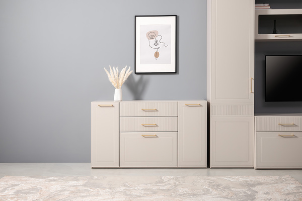 Комод Ричфорд 16.235 кашемир 5981 BS, моно керамика D166-2 ПВХ, белый PE шагрень