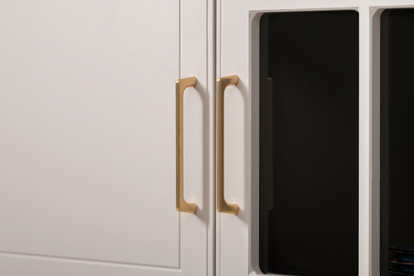 Гостиная Ричфорд композиция 1 без карнизов, кашемир 5981 BS, моно керамика D166-2 ПВХ, белый PE шагрень (собирается на любую сторону)