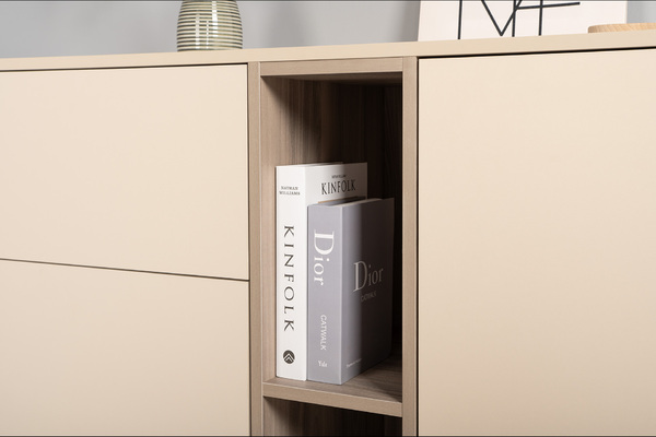 Комод Тайл 16.237 сатин 7045 SU, эмили блаш U9135, белый PE шагрень, собирается на любую сторону