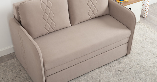 Диван-кровать прямой Юта (120) ТД 524 велюр Вивальди 4 серо-сливочный